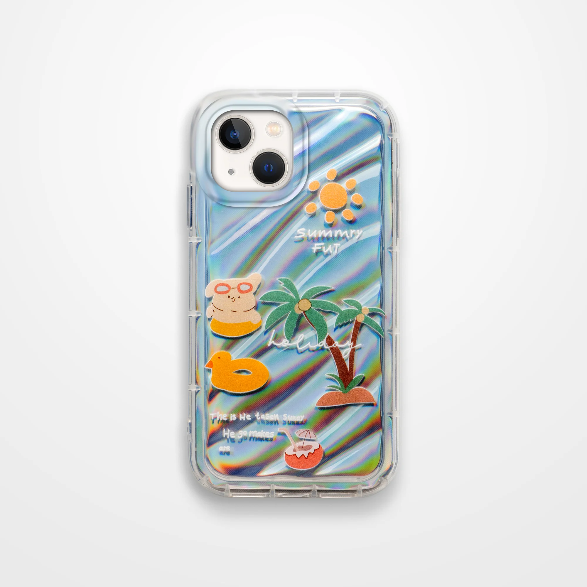 Cute Beach Printed Transparent Back Cover for Apple iPhone 14 Plus - Image 2