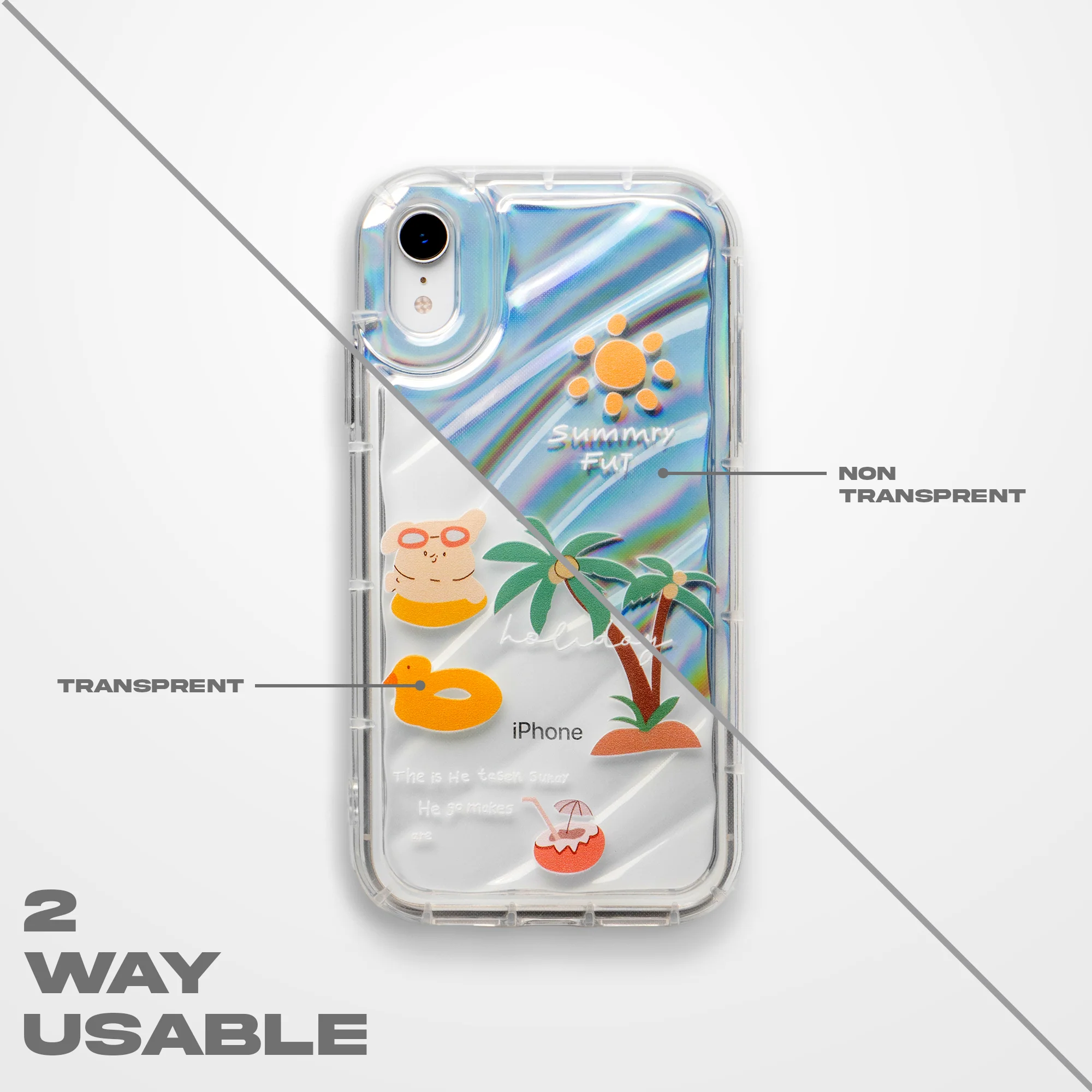 Cute Beach Printed Transparent Back Cover for Apple iPhone 14 Plus - Image 4