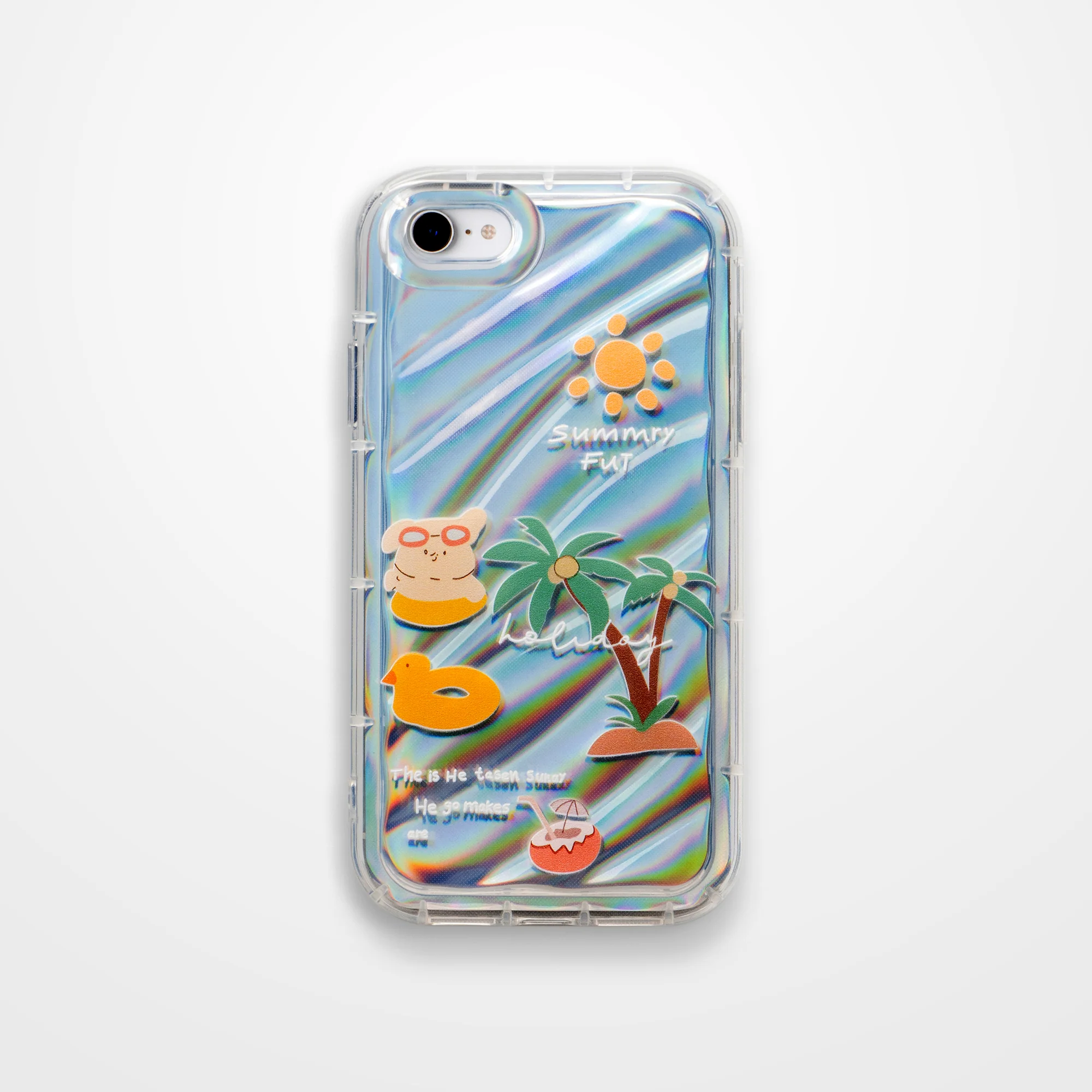 Cute Beach Printed Transparent Back Cover for Apple iPhone 7 - Image 3