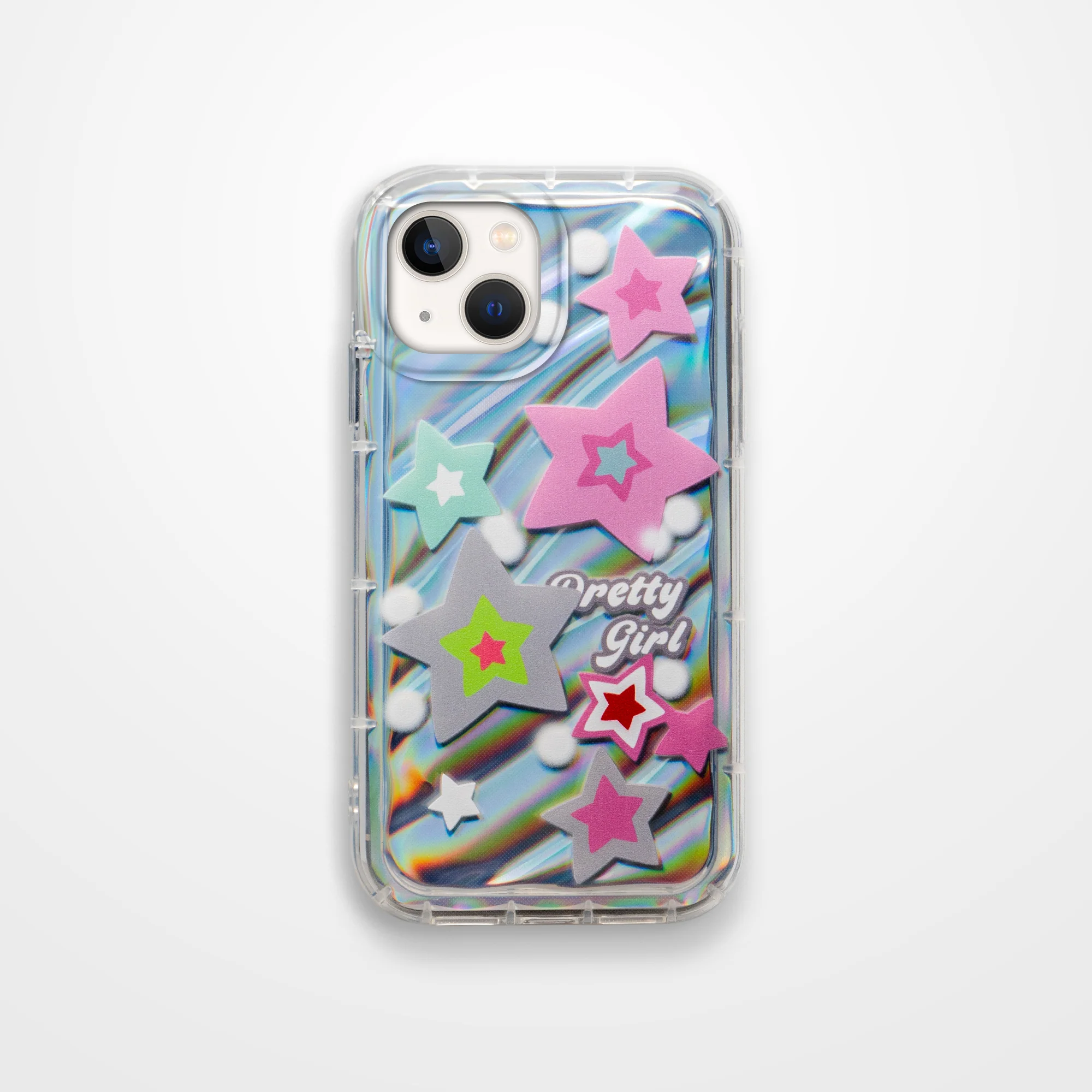 Cute Star Printed Transparent  Back Cover for Apple iPhone 13 - Image 2