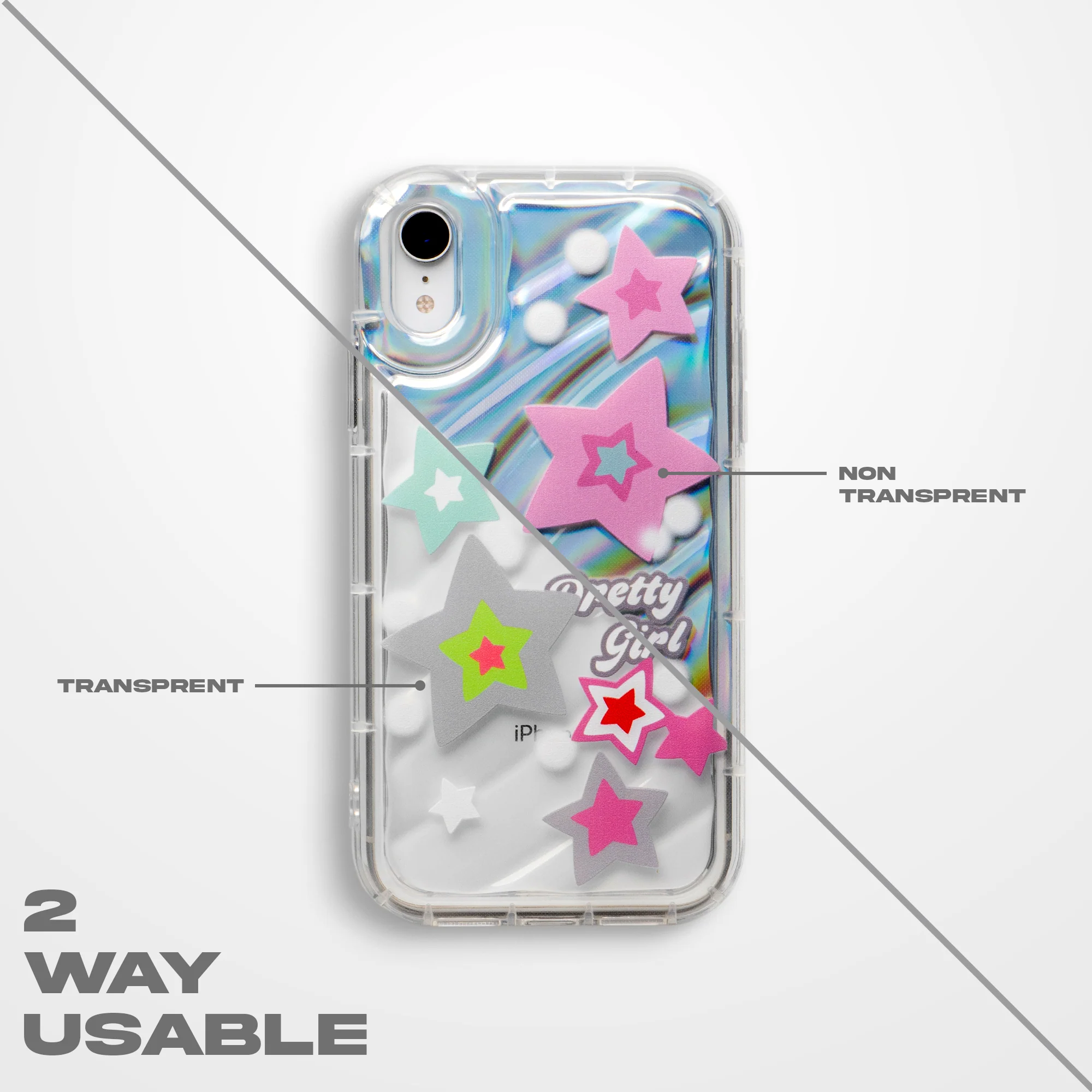 Cute Star Printed Transparent  Back Cover for Apple iPhone 13 - Image 4