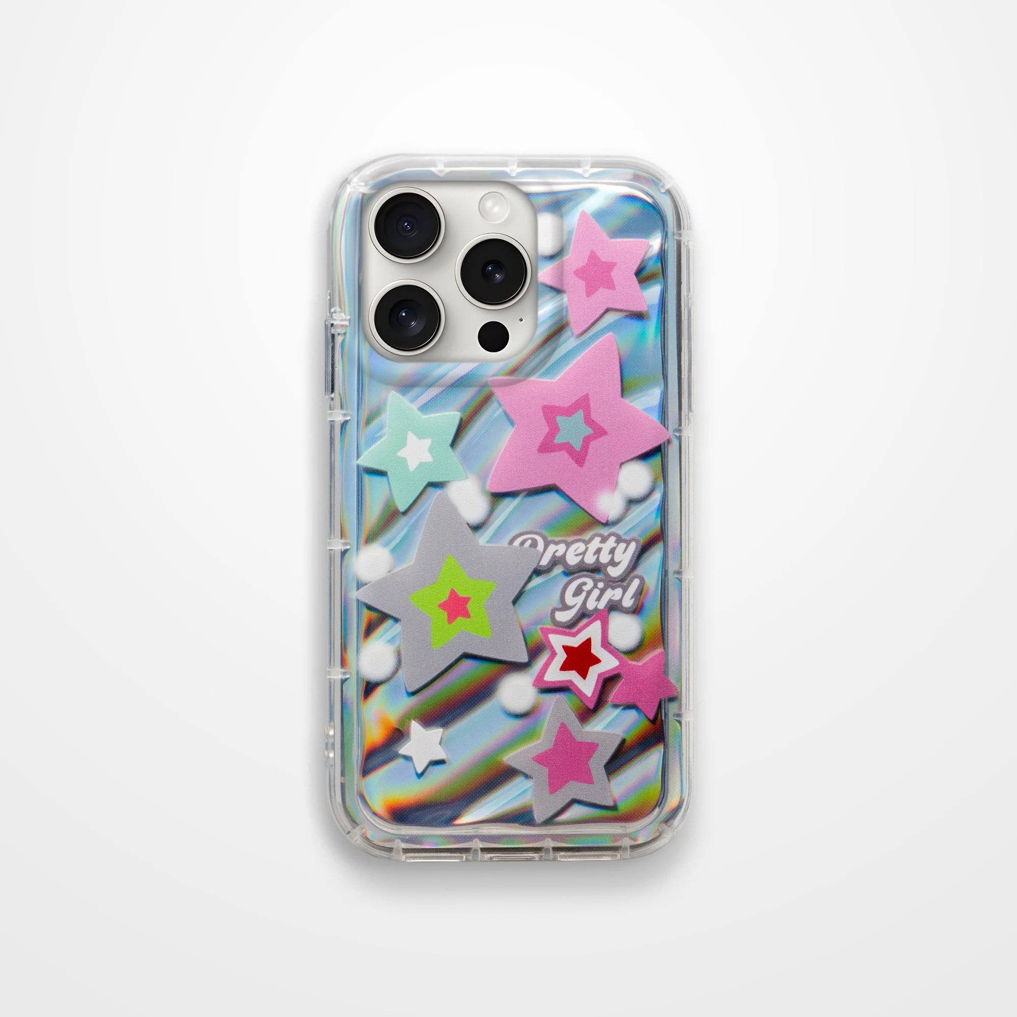 Cute Star Printed Transparent  Back Cover for Apple iPhone 15 Pro Max - Image 3