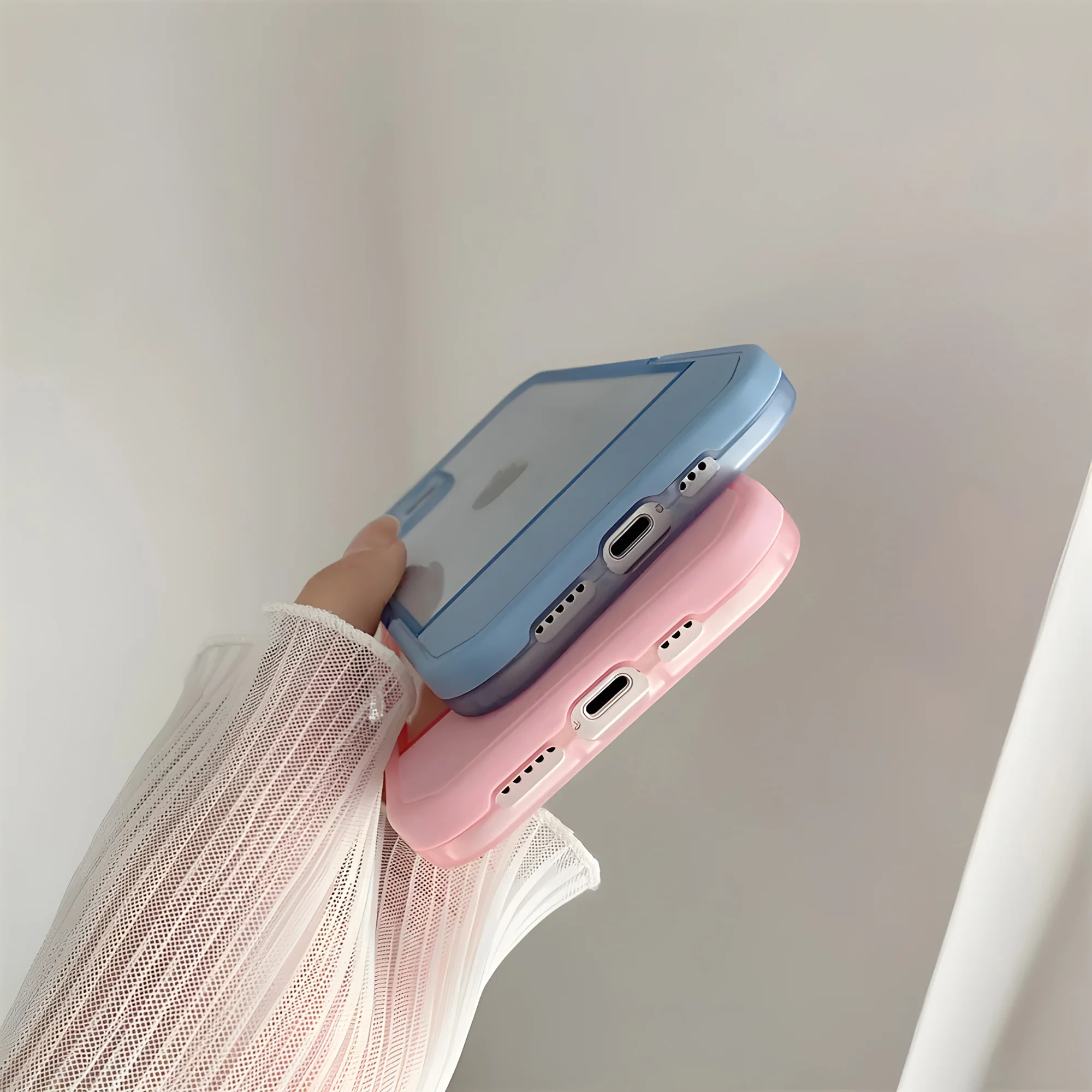 Cute Trendy Semi Transparent Foldable Built in Stand Back Cover for Apple iPhone 12 - Image 20