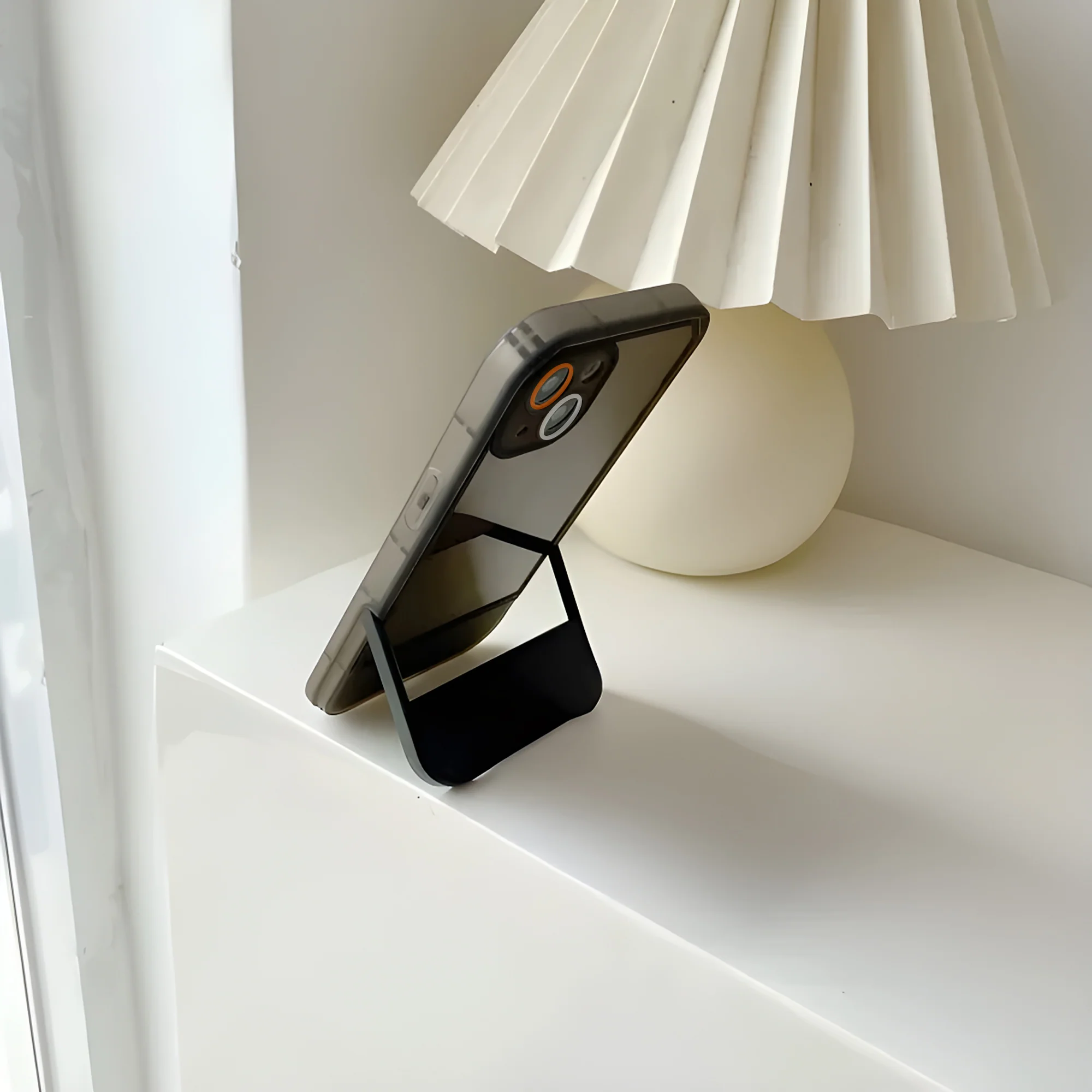 Cute Trendy Semi Transparent Foldable Built in Stand Back Cover for Apple iPhone 12 - Image 3