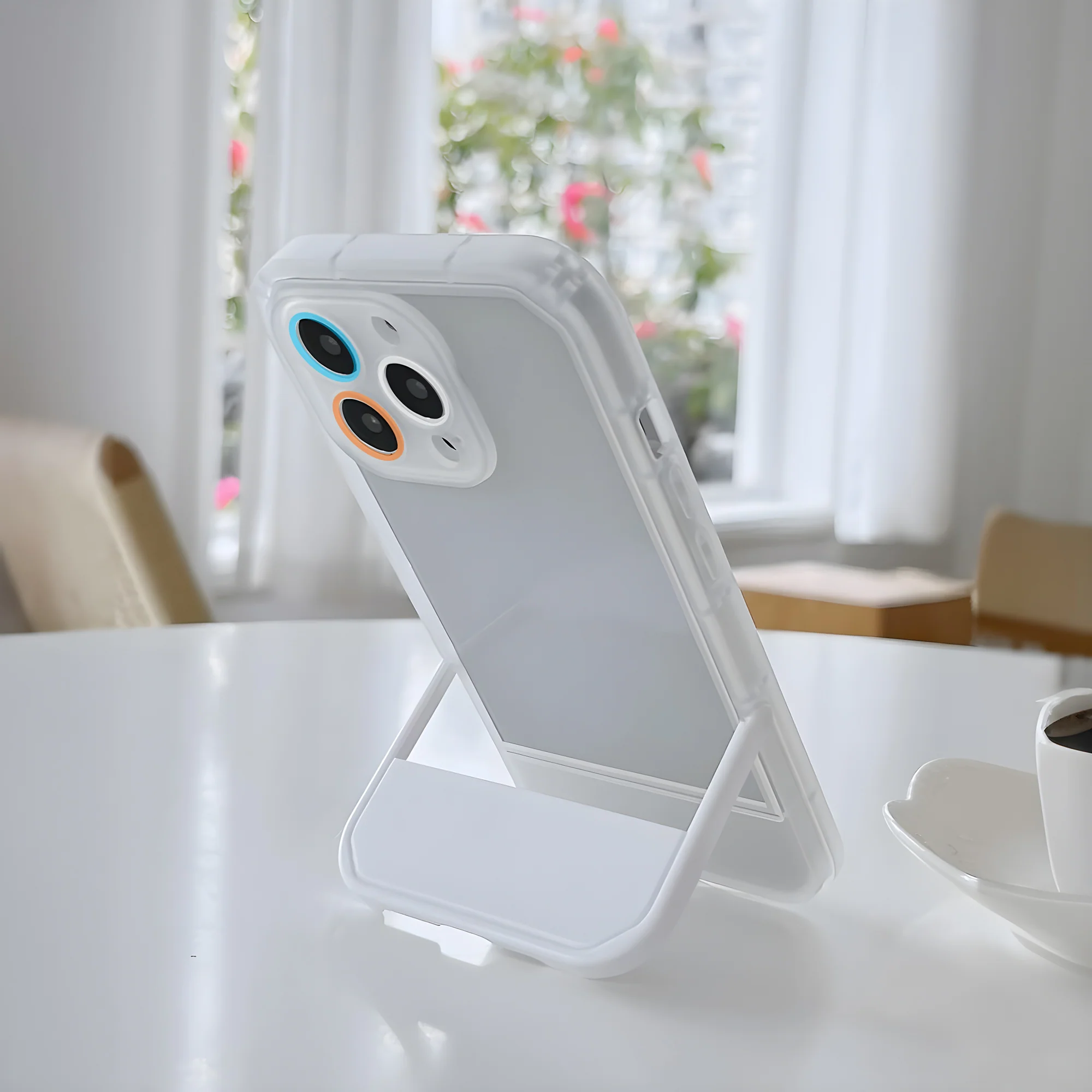 Cute Trendy Semi Transparent Foldable Built in Stand Back Cover for Apple iPhone 14 - Image 25
