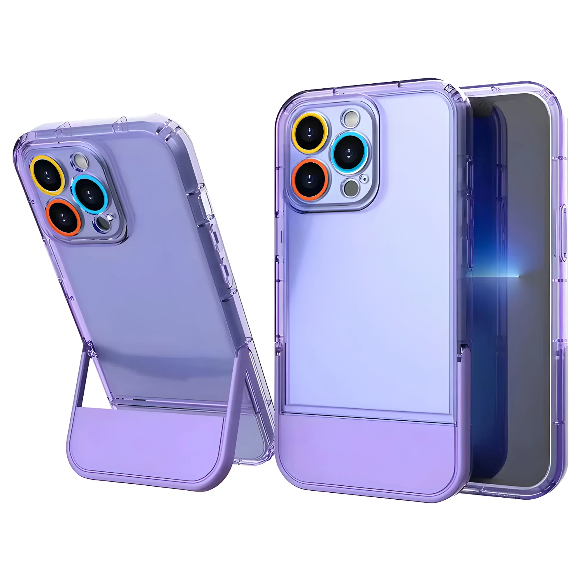 Cute Trendy Semi Transparent Foldable Built in Stand Back Cover for Apple iPhone 14 Pro Max - Image 11
