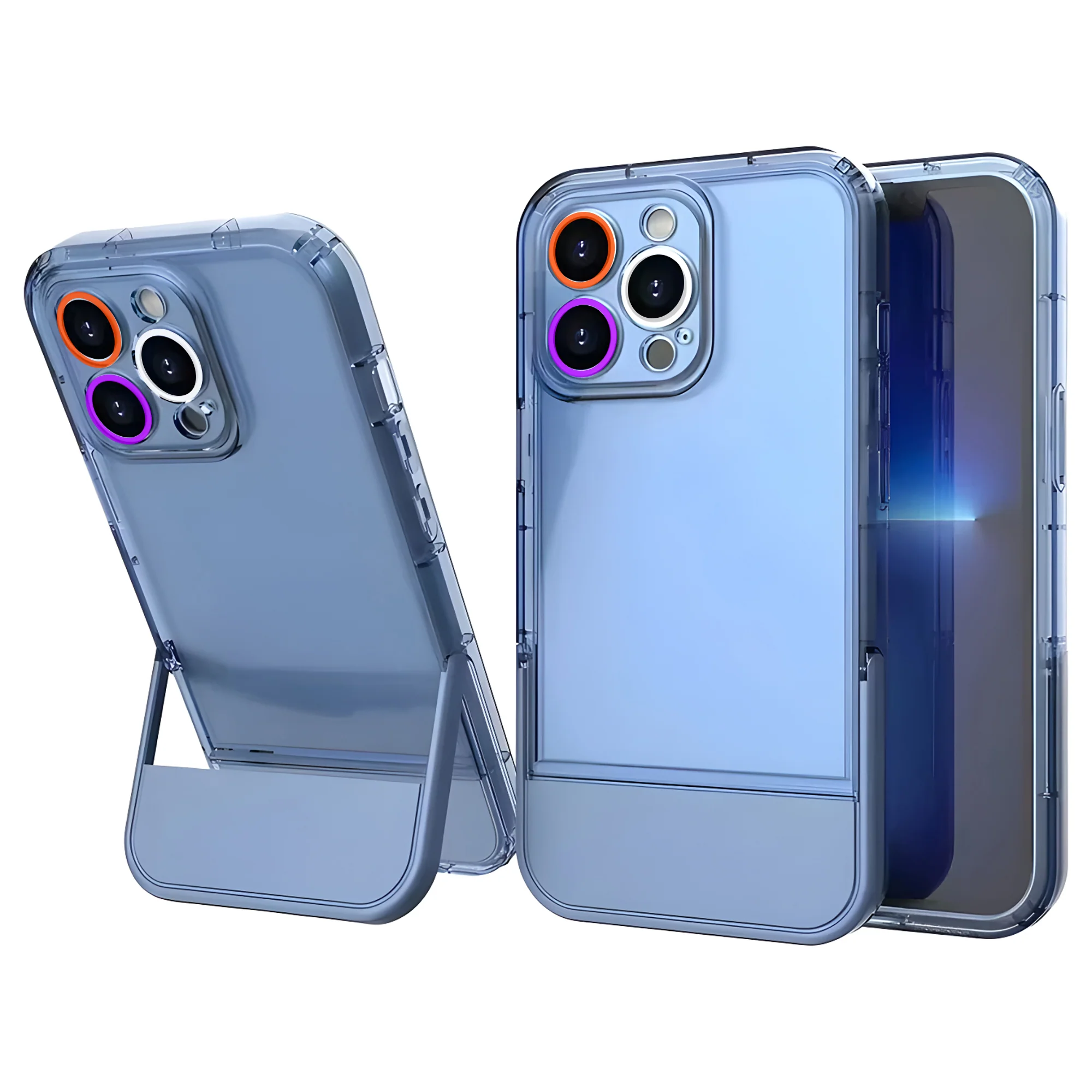 Cute Trendy Semi Transparent Foldable Built in Stand Back Cover for Apple iPhone 14 Pro Max - Image 16