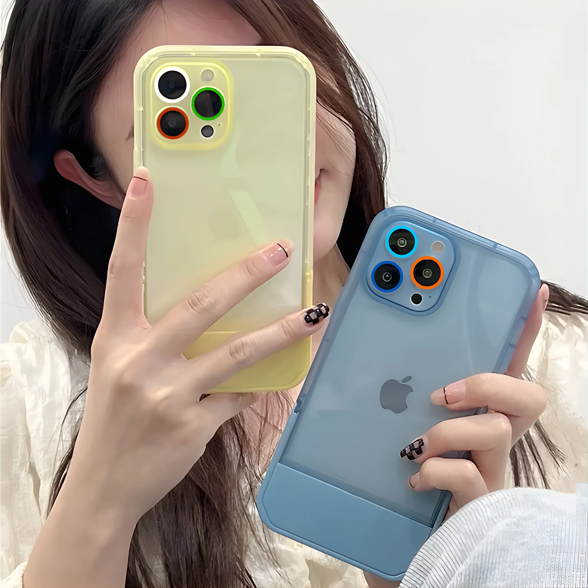 Cute Trendy Semi Transparent Foldable Built in Stand Back Cover for Apple iPhone X - Image 11