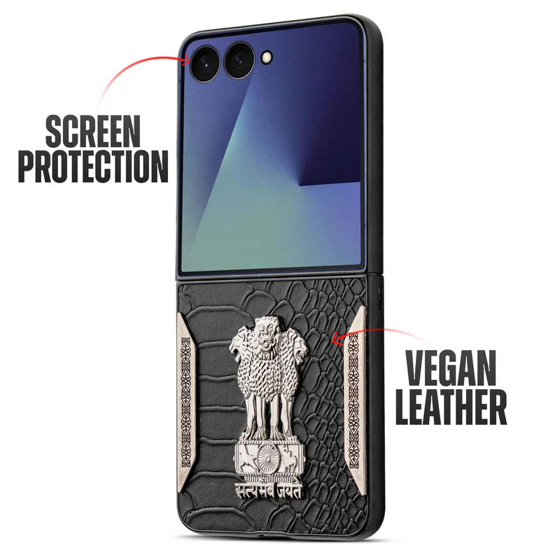 Designer Back Case Inspired by Satyamev Jayate, Textured Surface & Soft Inner Fabric for Samsung Z Flip 7 - Image 4