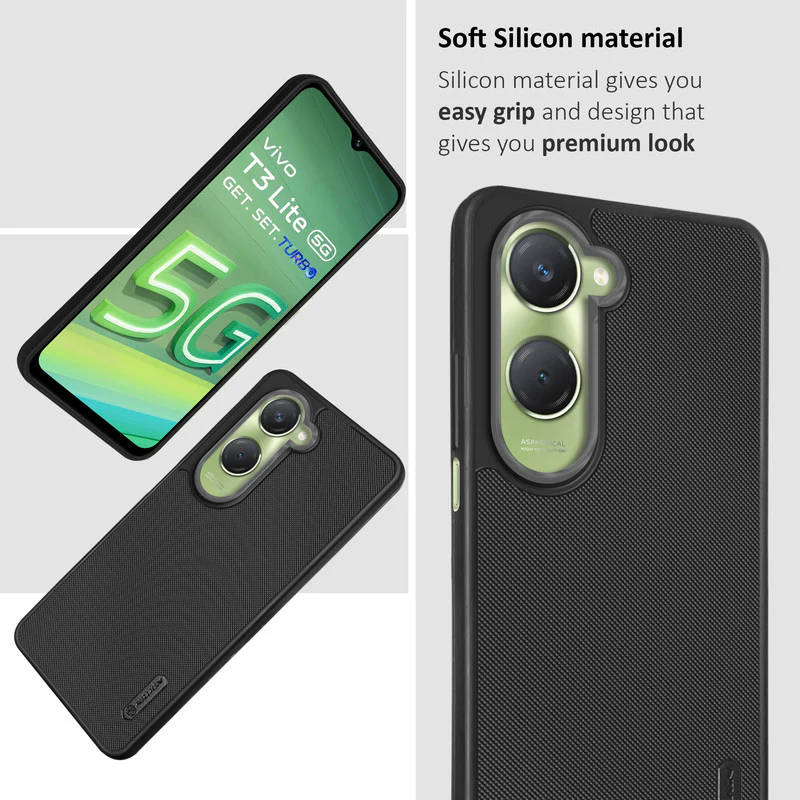 Dotted Silicon With Matt Ring Camera Protection Back Case Cover for Vivo T3 Lite 5G - Image 6