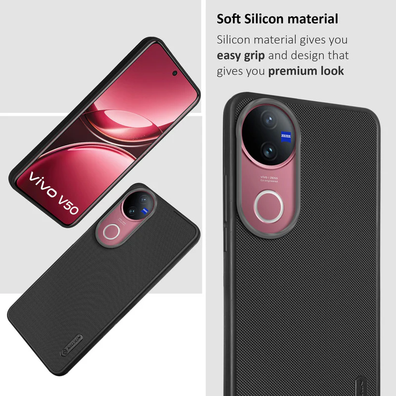 Dotted Silicon With Matt Ring Camera Protection Back Case Cover for Vivo V50 5G - Image 6