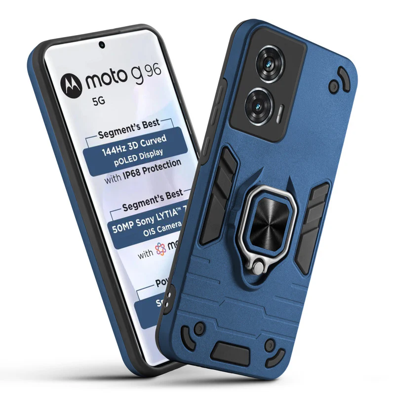 Dual Layer Shockproof Back Cover with 360° Rotatable Ring Grip & Impact Resistant Frame for Motorola Moto G96 5G - Image 13