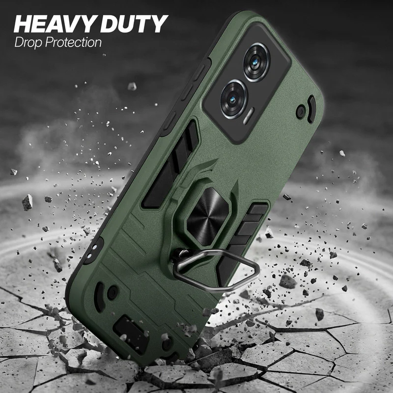 Dual Layer Shockproof Back Cover with 360° Rotatable Ring Grip & Impact Resistant Frame for Motorola Moto G96 5G - Image 25