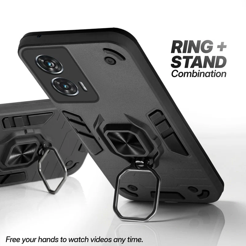 Dual Layer Shockproof Back Cover with 360° Rotatable Ring Grip & Impact Resistant Frame for Motorola Moto G96 5G - Image 3