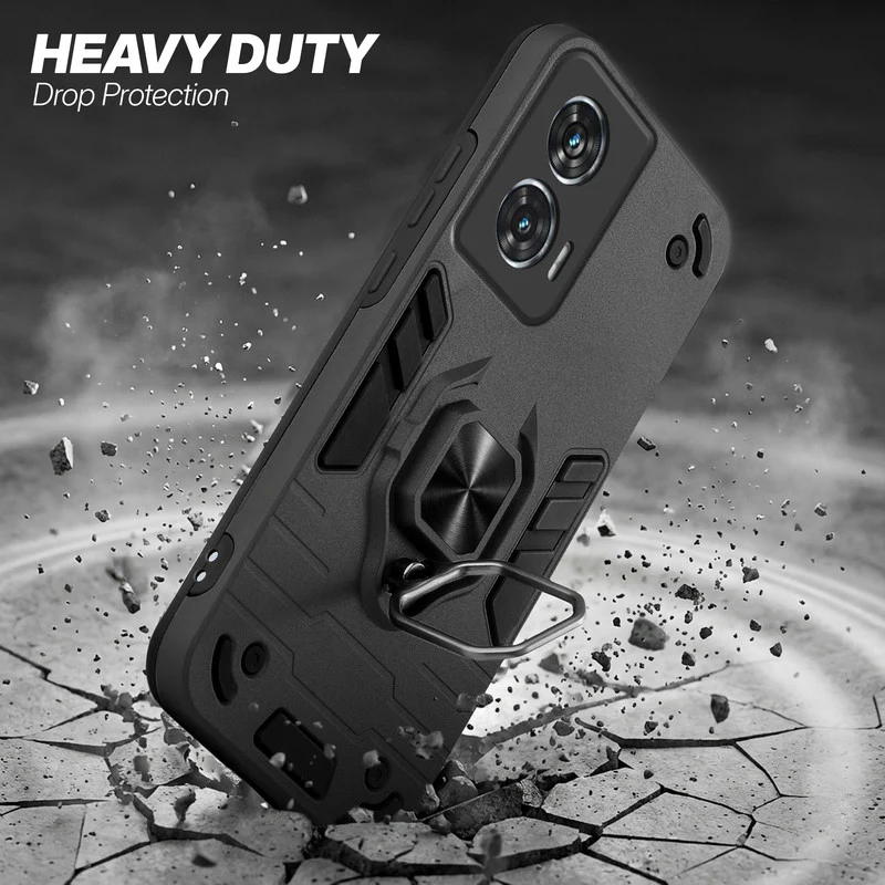 Dual Layer Shockproof Back Cover with 360° Rotatable Ring Grip & Impact Resistant Frame for Motorola Moto G96 5G - Image 4