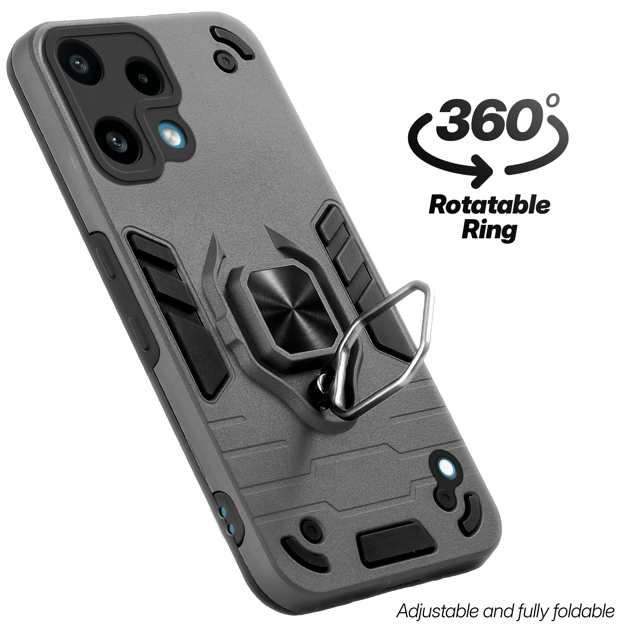 Dual Layer Shockproof Back Cover with 360° Rotatable Ring Grip & Impact Resistant Frame for Nothing Phone 3A Lite - Image 29