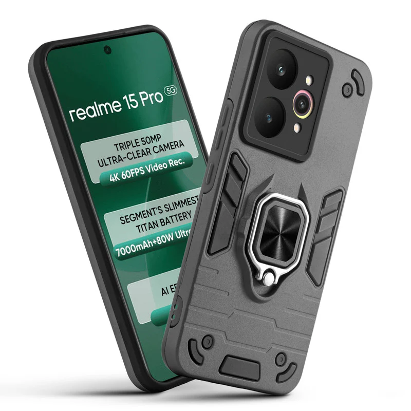 Dual Layer Shockproof Back Cover with 360° Rotatable Ring Grip & Impact Resistant Frame for Realme 15 Pro 5G - Image 34