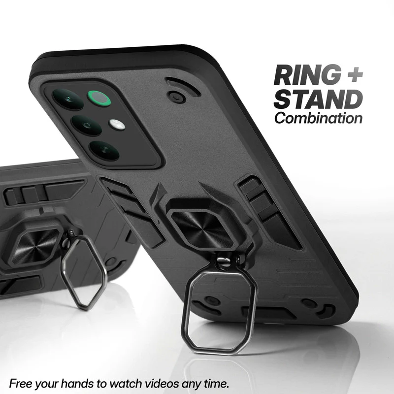 Dual Layer Shockproof Back Cover with 360° Rotatable Ring Grip & Impact Resistant Frame for Realme C85 5G - Image 3
