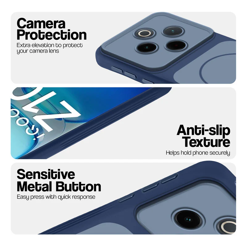 Dual Tone Silicone Back Cover Case With Metal Like Buttons For iQOO Z10 5G - Image 13