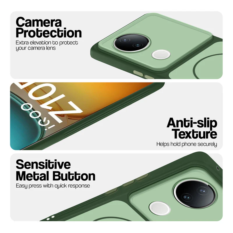 Dual Tone Silicone Back Cover Case With Metal Like Buttons For iQOO Z10R 5G - Image 23