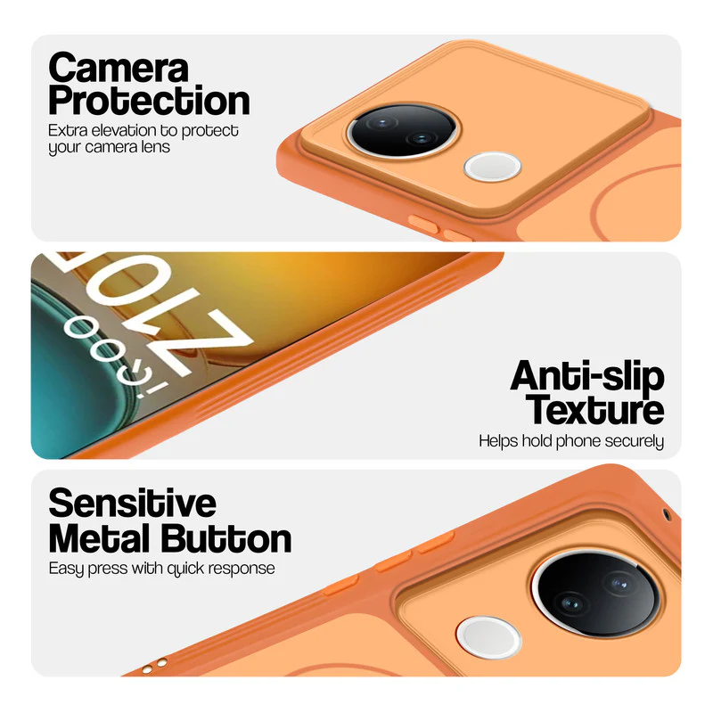 Dual Tone Silicone Back Cover Case With Metal Like Buttons For iQOO Z10R 5G - Image 3