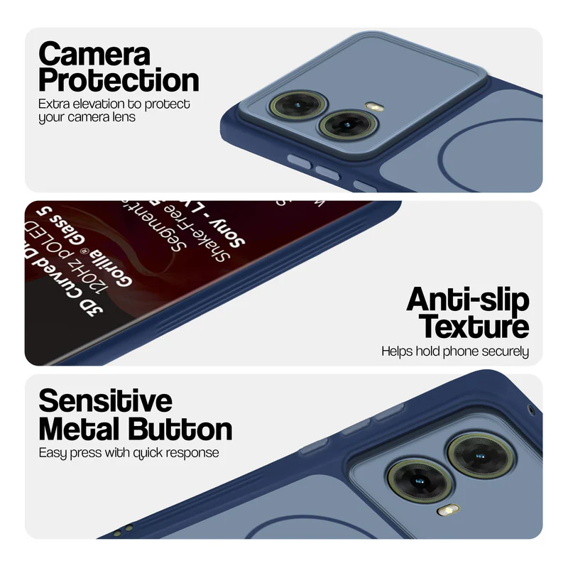 Dual Tone Silicone Back Cover Case With Metal Like Buttons For Motorola Moto G85 5G - Image 13
