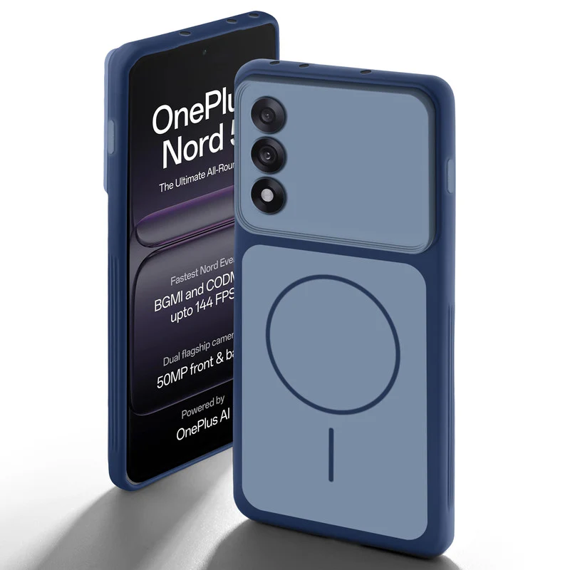Dual Tone Silicone Back Cover Case With Metal Like Buttons For OnePlus Nord 5 5G - Image 12