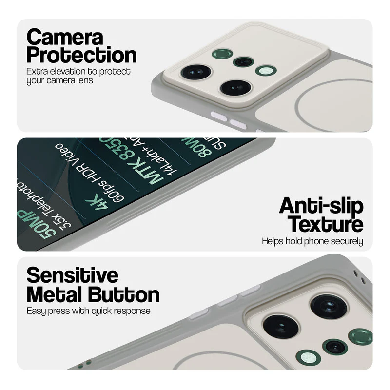 Dual Tone Silicone Back Cover Case With Metal Like Buttons For Oppo Reno 14 5G - Image 28
