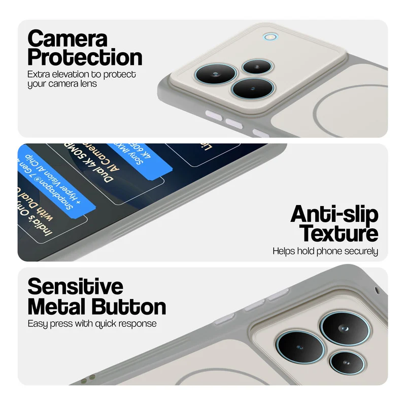 Dual Tone Silicone Back Cover Case With Metal Like Buttons For Realme P4 Pro 5G - Image 28