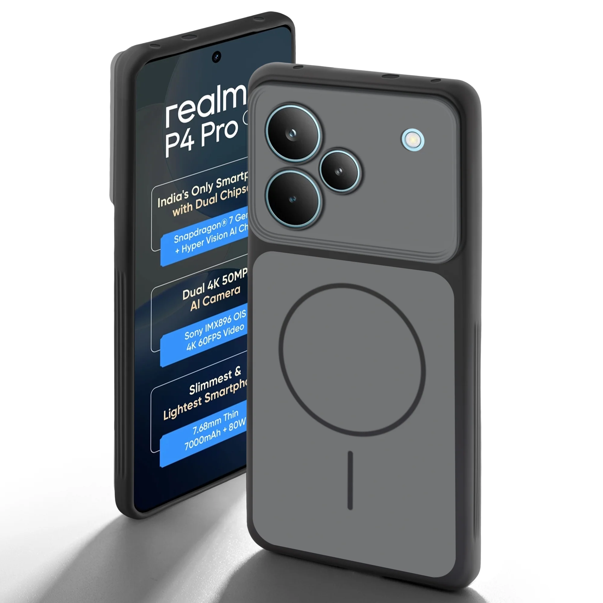 Dual Tone Silicone Back Cover Case With Metal Like Buttons For Realme P4 Pro 5G - Image 7
