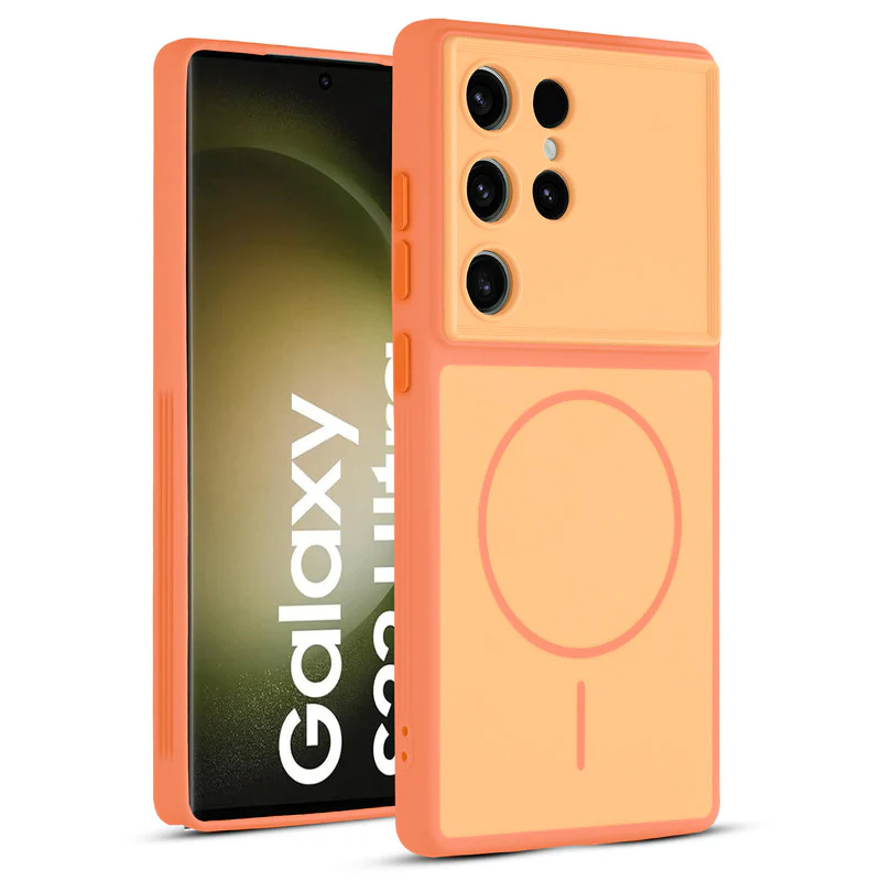 Dual Tone Silicone Back Cover Case With Metal Like Buttons For Samsung S23 Ultra 5G - Image 6