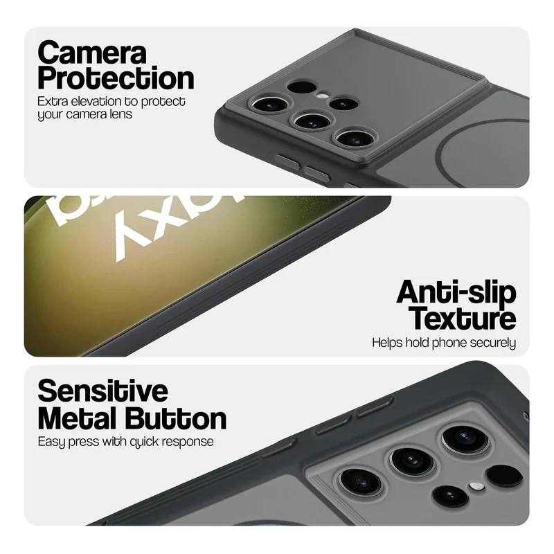 Dual Tone Silicone Back Cover Case With Metal Like Buttons For Samsung S23 Ultra 5G - Image 8