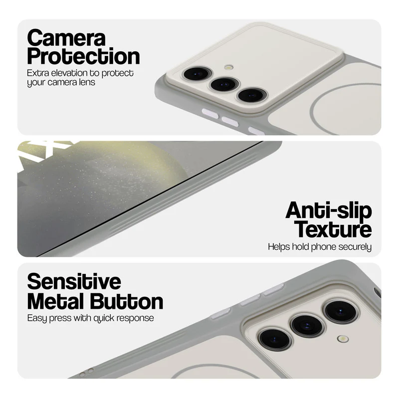 Dual Tone Silicone Back Cover Case With Metal Like Buttons For Samsung S24 5G - Image 28