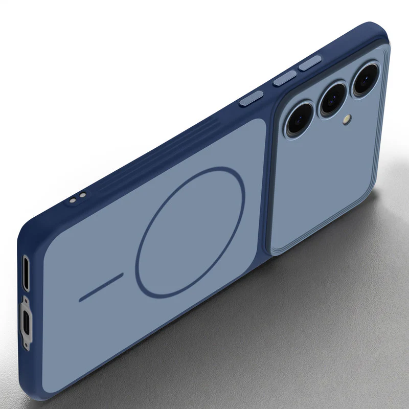 Dual Tone Silicone Back Cover Case With Metal Like Buttons For Samsung S24 FE 5G - Image 15