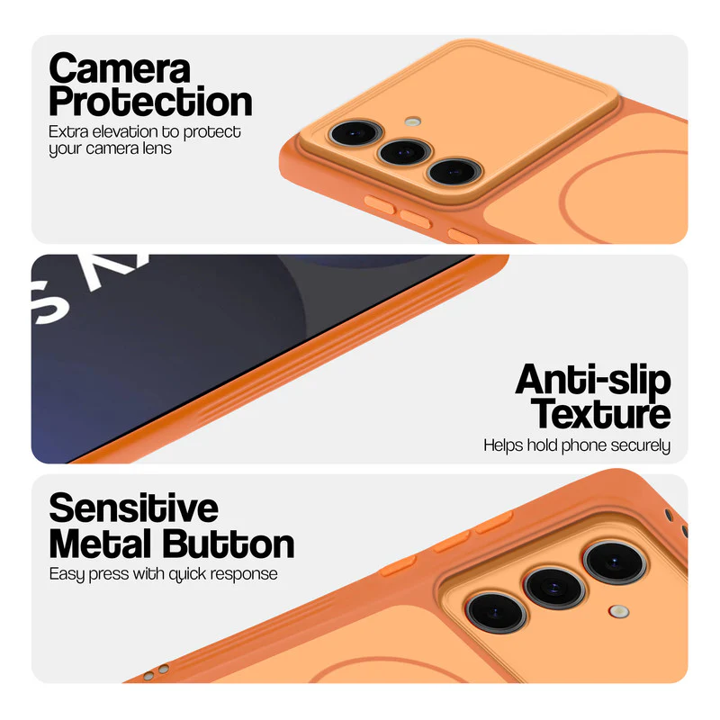 Dual Tone Silicone Back Cover Case With Metal Like Buttons For Samsung S24 FE 5G - Image 3