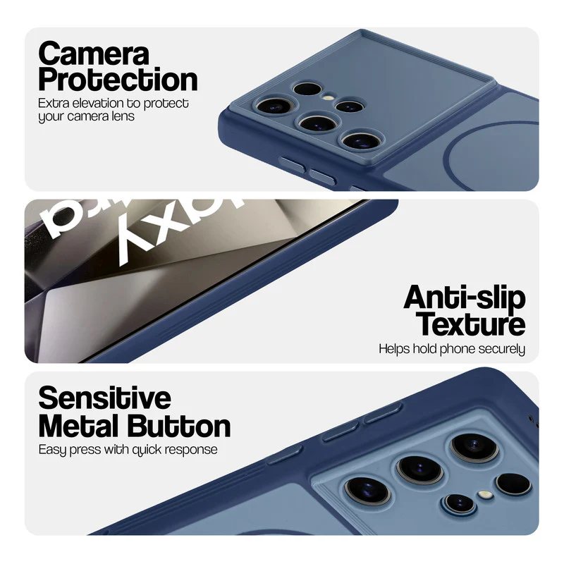 Dual Tone Silicone Back Cover Case With Metal Like Buttons For Samsung S24 Ultra 5G - Image 13