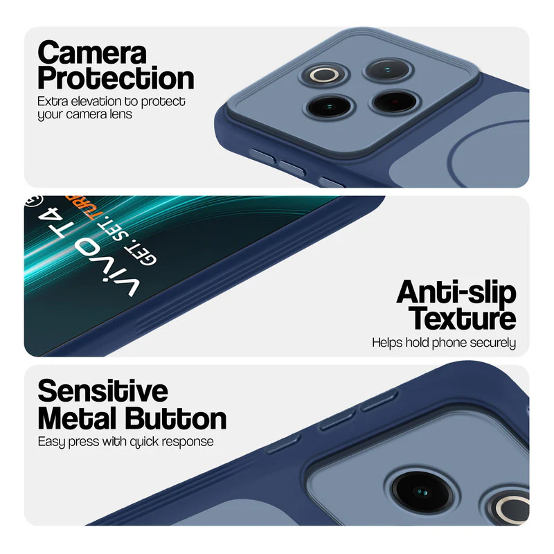 Dual Tone Silicone Back Cover Case With Metal Like Buttons For Vivo T4 5G - Image 13