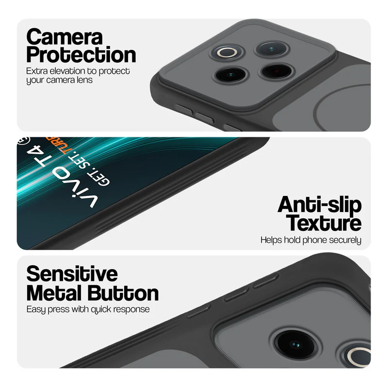 Dual Tone Silicone Back Cover Case With Metal Like Buttons For Vivo T4 5G - Image 8