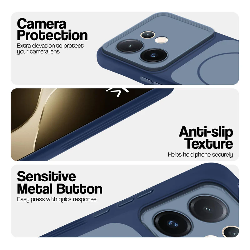 Dual Tone Silicone Back Cover Case With Metal Like Buttons For Vivo T4 Pro 5G - Image 13