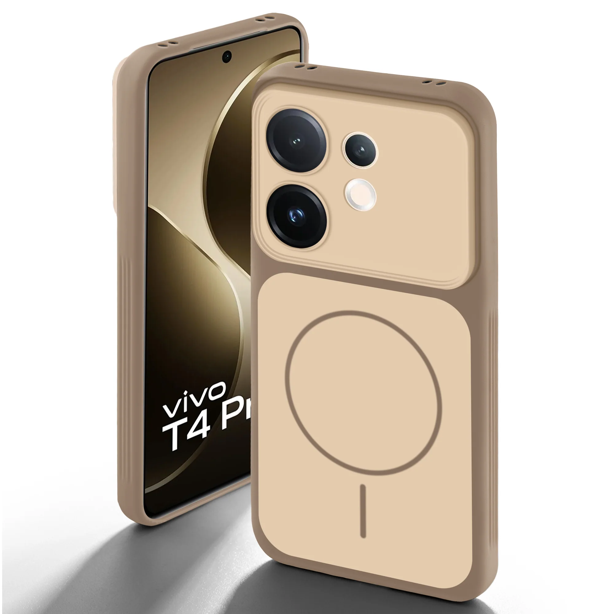 Dual Tone Silicone Back Cover Case With Metal Like Buttons For Vivo T4 Pro 5G - Image 17