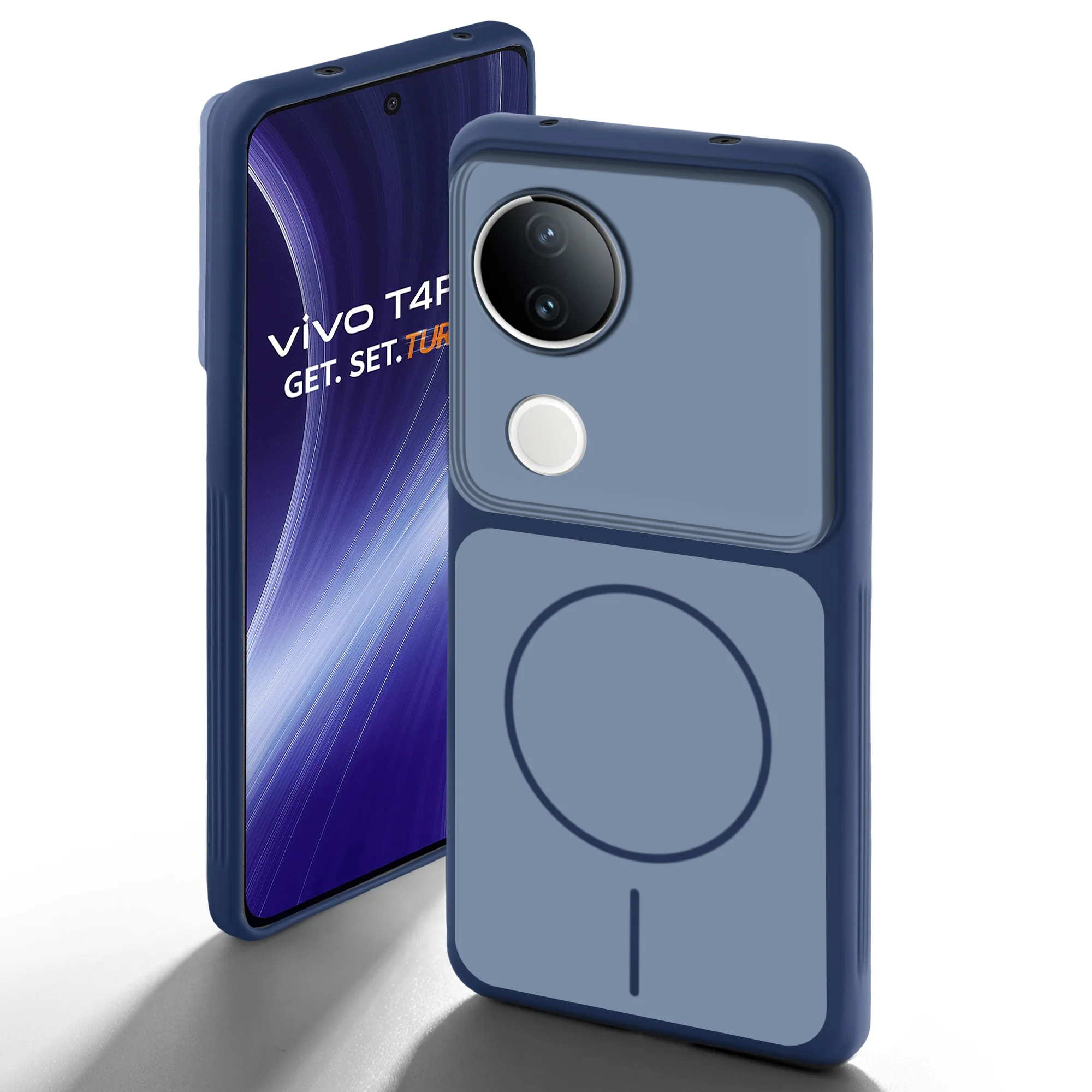 Dual Tone Silicone Back Cover Case With Metal Like Buttons For Vivo T4R 5G - Image 12