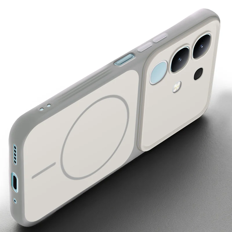 Dual Tone Silicone Back Cover Case With Metal Like Buttons For Vivo T4x 5G - Image 30