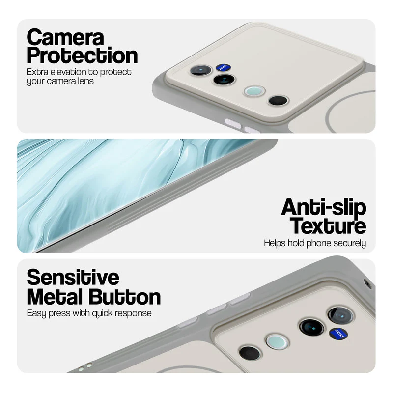 Dual Tone Silicone Back Cover Case With Metal Like Buttons For Vivo V40 5G - Image 28