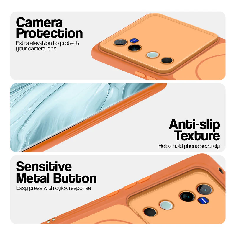Dual Tone Silicone Back Cover Case With Metal Like Buttons For Vivo V40 5G - Image 3