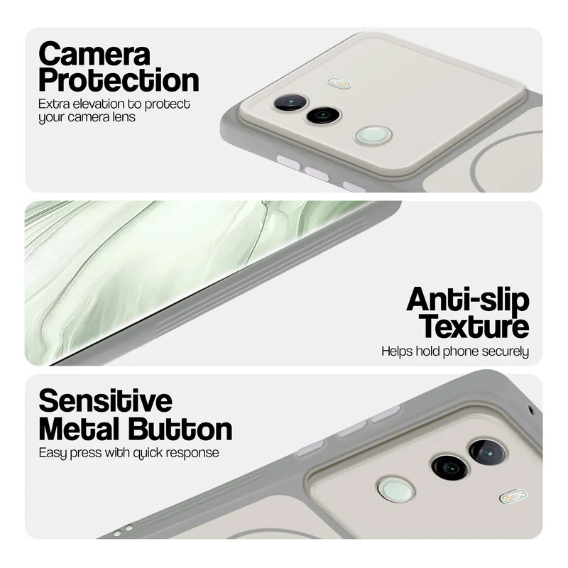 Dual Tone Silicone Back Cover Case With Metal Like Buttons For Vivo V40e 5G - Image 28