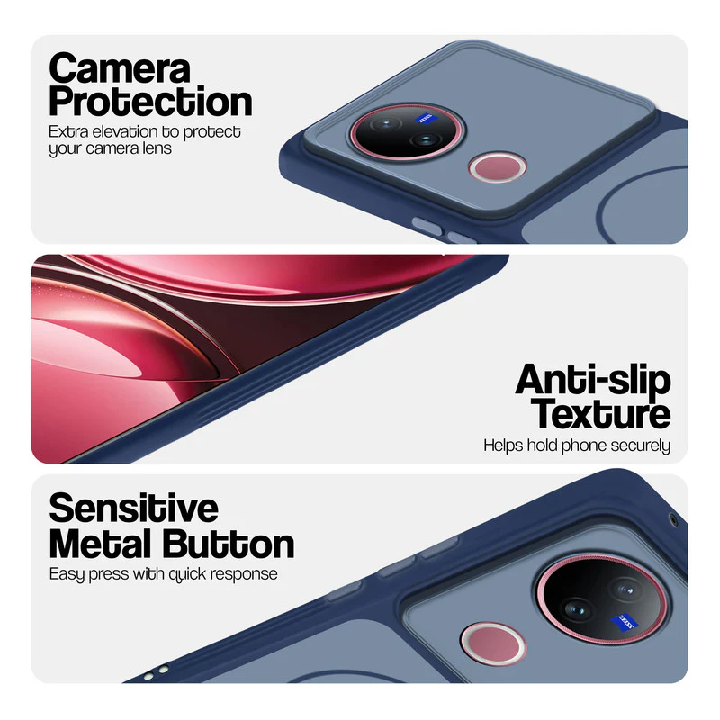 Dual Tone Silicone Back Cover Case With Metal Like Buttons For Vivo V50 5G - Image 13