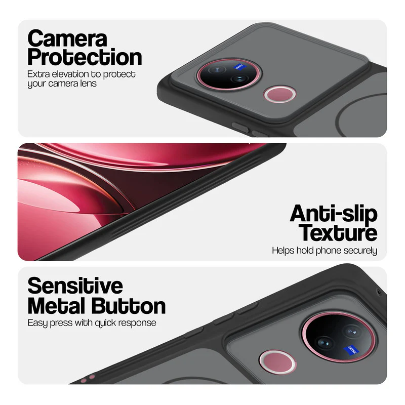 Dual Tone Silicone Back Cover Case With Metal Like Buttons For Vivo V50 5G - Image 8