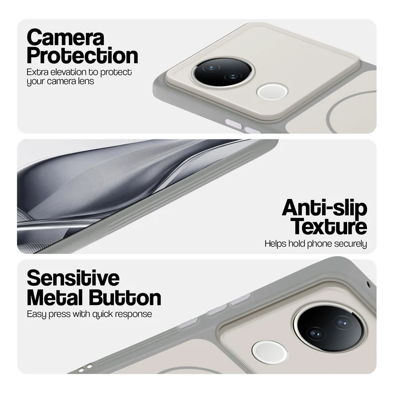 Dual Tone Silicone Back Cover Case With Metal Like Buttons For Vivo V50e 5G - Image 28