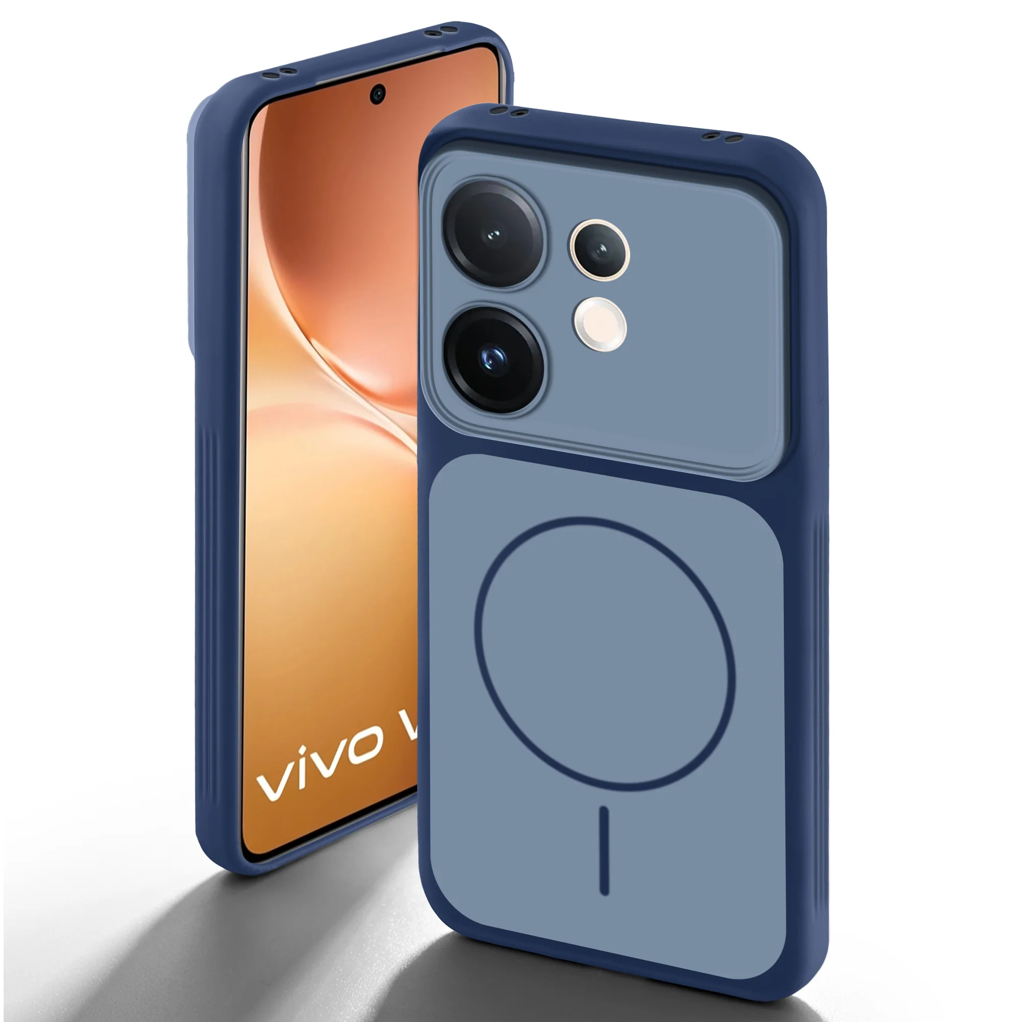 Dual Tone Silicone Back Cover Case With Metal Like Buttons For Vivo V60 5G - Image 12