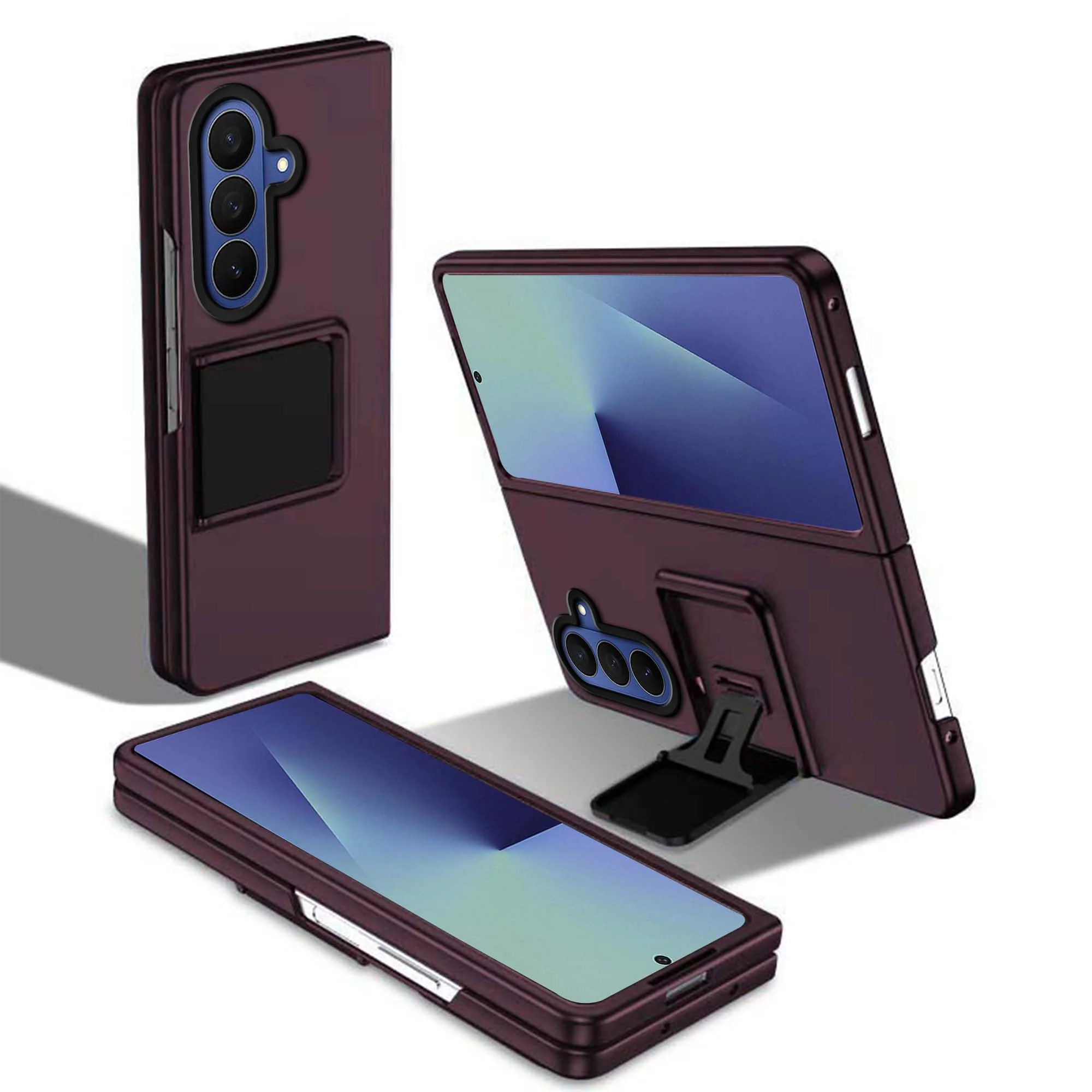 Durable Hard Silicone Phone Case For Samsung Z Fold 7 With Stylish Built-in Kickstand And Shock Absorption - Image 24